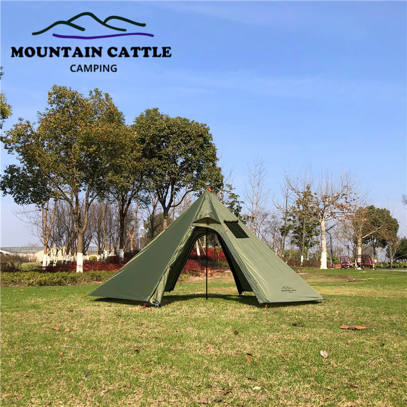 Cheap Goat Tents Ultralight Camping Pyramid Tent 3 4 Person 210T Large Rodless Teepee Tents for Family Team Outdoor Backpacking Camping Hiking Tents 